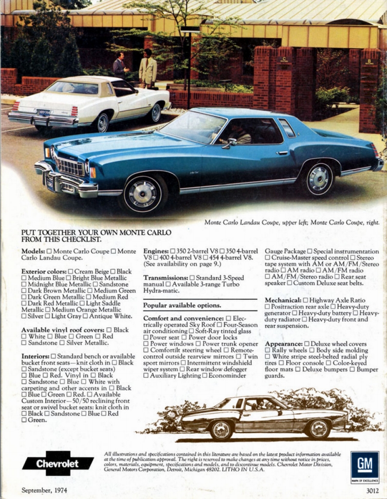 1975 Chevrolet Monte Carlo Brochure Page 3